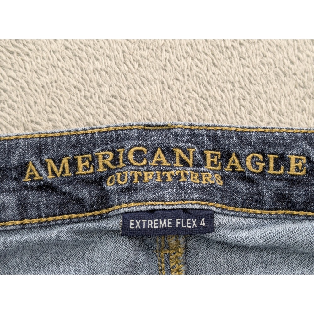 American Eagle Mens Original Straight Extreme Flex Jeans Blue 32x34 Medium Wash - Picture 4 of 13